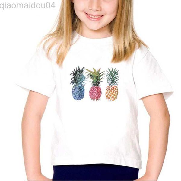 

t-shirts cute children clothing pineapple print kids t-shirts casual soft boys girls summer short sleeve white tee shirt aa230518, Blue
