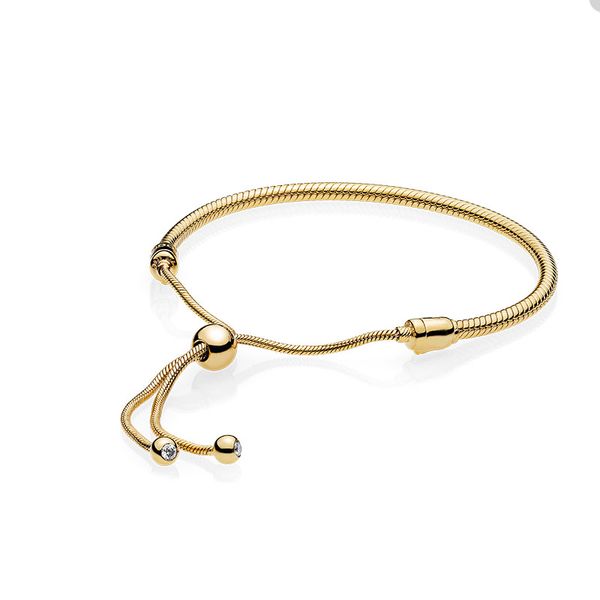 

gold plated slider bracelet for pandora authentic sterling silver snake chain bracelets designer jewelry for women girls charm bracelet with, Golden;silver