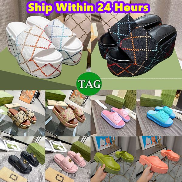 

2023 designer slippers sandal sliders macaron thick bottom non-slip soft bottom fashion luxury high heel wedge platform slipper women wear s, Black