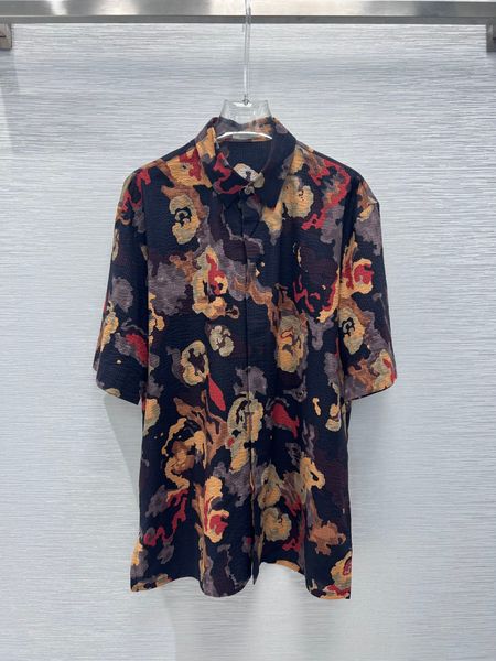 

2023 brand designer shirt print design european size short sleeve shirt luxury mens casual shirt, White;black