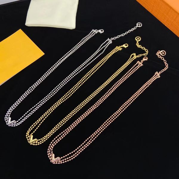 

classic designer v pendant charm three-decker bead nacklace v necklace jewelrys bracelets set plated letter simple luxury pendants titanium, Silver