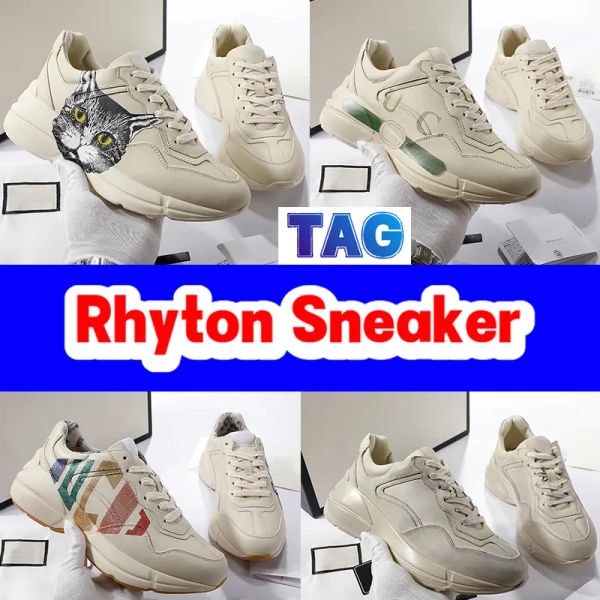 

designer rhyton casual shoes men women sneaker leather sneakers vintage treated red tennis mouse printed strawberry mout gg''sneak, Black