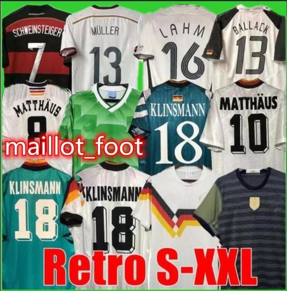 

1990 1992 1994 germany retro soccer jersey littbarski ballack muller home away shirt 1998 1988 kalkbrenner klinsmann matthias 1996 2004 foot, Black;yellow