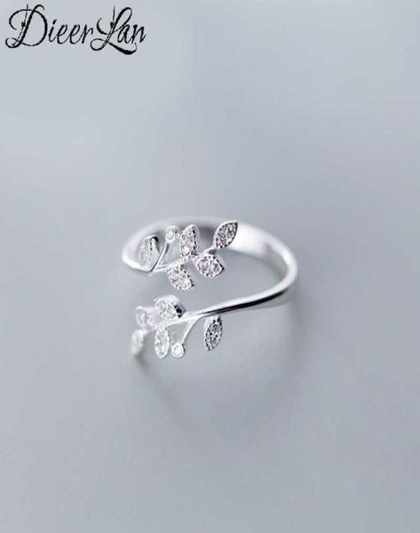 

dieerlan personality silver color crystal leaf rings for women wedding jewelry adjustable antique finger ring anillos q07081222856
