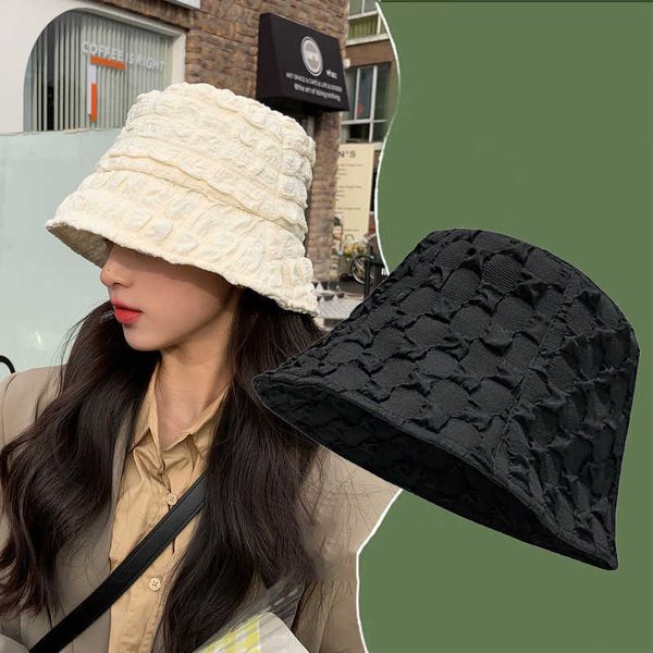 

wide brim hats fashion bucket hat for women pleated bubble plaid fisherman hats summer casual female girl outdoor sunscreen cap aa230517, Blue;gray