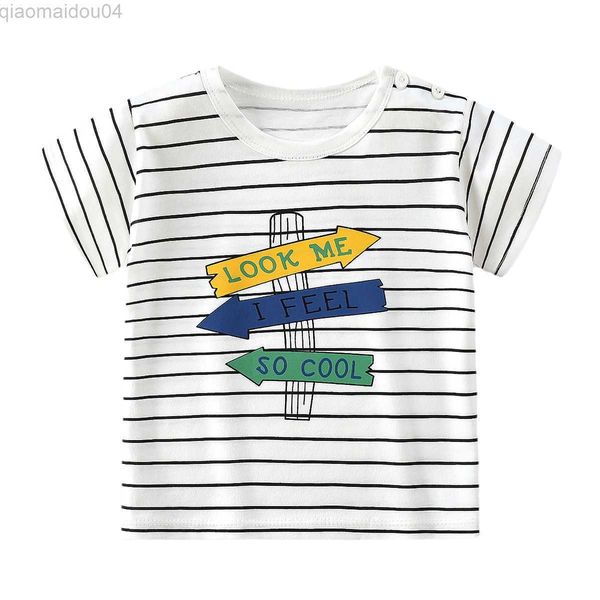 

t-shirts stripe toddler child summer short sleeve t-shirt kids cotton white black t shirts for baby boy tshirt girl tee 1-5 years aa230518, Blue