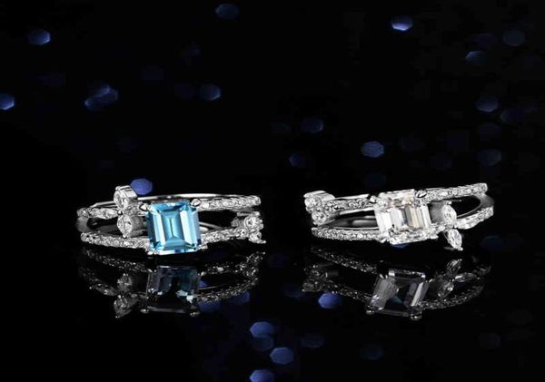 

natural blue z mossan diamond ring women039s sterling silver double layer zuma green cut rectangular1395230