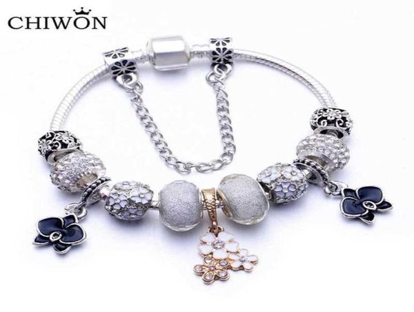 

wedding jewelry bangle pan bracelet magnolia pendant diy big hole bead fashion bracelet live broadcast valentine039s day gifts5457140, Black
