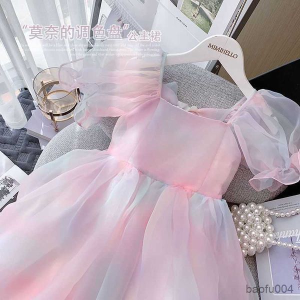 

girl's dresses kids clothes for girls princess dress lace rainbow dress children bride ball gown summer princess dress for girl wedding, Red;yellow