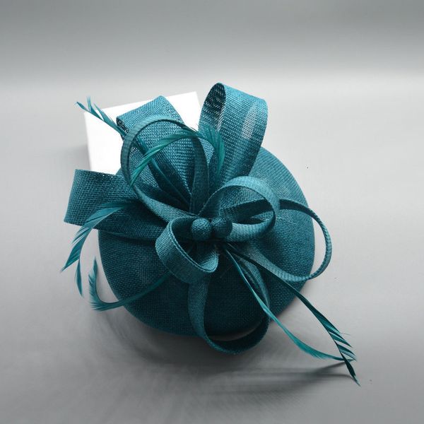 

beret chic fascinator hat cocktail wedding church headpiece kentucky headwear feather hair accessories lady sinamay 230517, Blue;gray