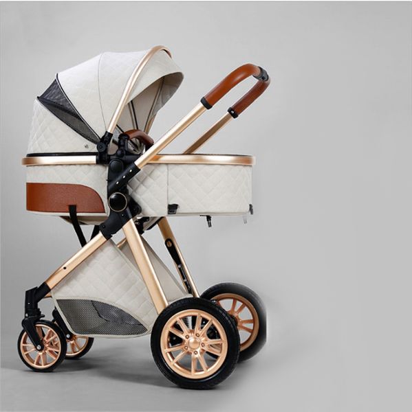 

soft foldable baby stroller 3 in 1 multicolor newborn strollers high landscape multifunctional bassinet stroller tiltable black white brown