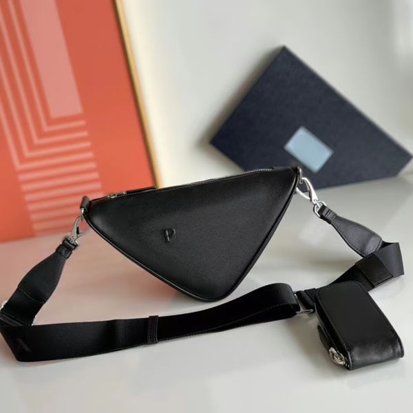

leather triangle bag womens luxury prad designer shoulder bags fashion mens wallet handbags crossbody make up bag hobo clutch tote black mes