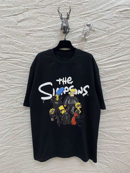 

correct and loose fit b family simpson co branded printed short sleeve t-shirt for men women's casual versatile t, White;black