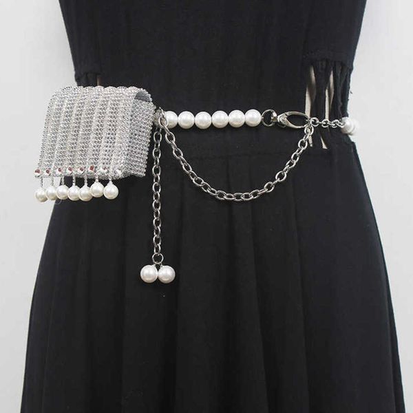 

small bag, versatile for women, waist chain, small bag, children's runway, concave shaped decoration, shiny colored diamond waist bag,