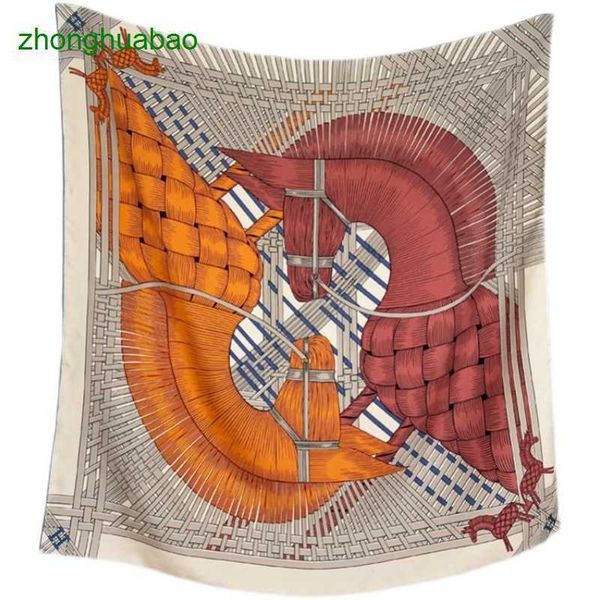 

hemres designer scarves be sure to collect set up a love gift with two horses twill silk for women shawls spring and autumn square scarves, Blue;gray