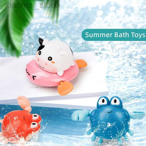 

3pscbath toys baby toys bathing cartoon animal crab whale pool water play game chain clockwork bath toys plastic summer children gift