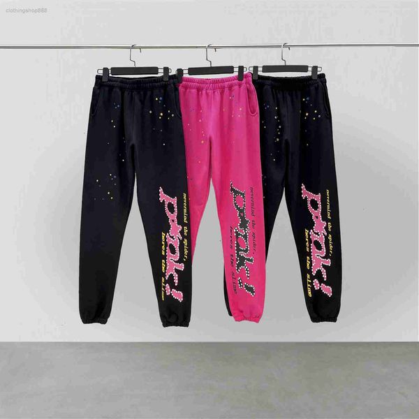 

mens pants web sp5der 555555 sweatpants men 1 puff print sp5der heavy fabrictrousers hip hop joggers 230317 ocpe, Black