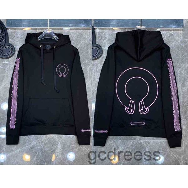 

men's hoodies sweatshirts 2023 winter printed hoodie pullover designer class sweatshirt chrome plated hooded heart shaped arm fashion c, Black