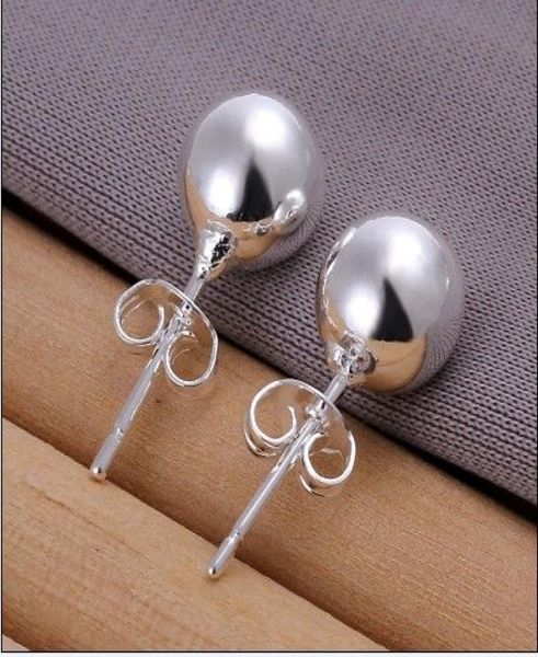 

8mm prayer beads 925 silver stud earrings fashion jewelry 20pairlot6525836, Golden;silver