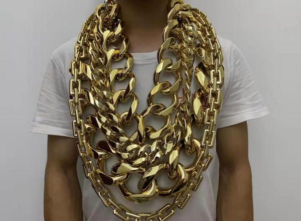 

chains acrylic necklace bulky hip hop thick large gold chain goth style men women jewelry gifts halloween plastic accessories rock4234140, Silver