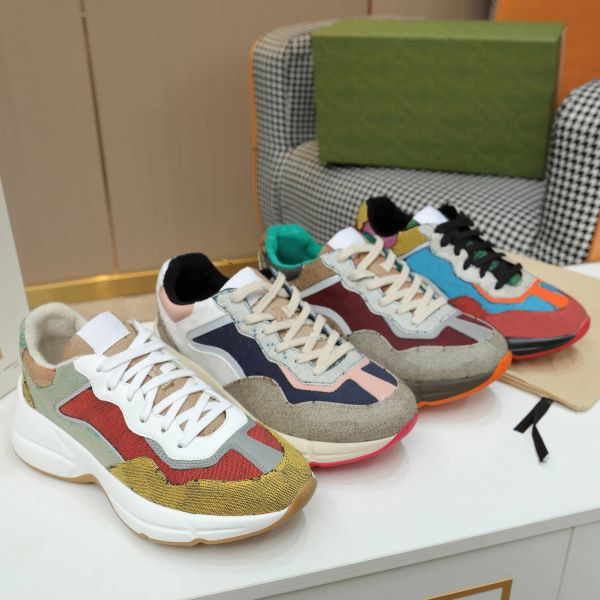 

luxury chaussures ladies sport casual shoes 2021 designer rhyton sneakers shoe men women trainers vintage designers runn gg''sneak, Black