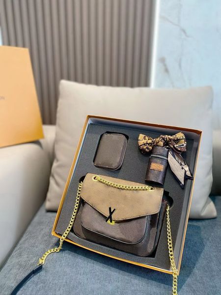 

5aquality fashion genuine leather lady bag crossbody browyello shoulder bag 3set straps wallet silk scarves women handbags purses cpostman r