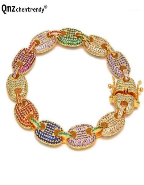 

bangle drop women mens coffee beans bracelets copper lab bling iced out full cz clasp gold chain colours bangles15511027, Black