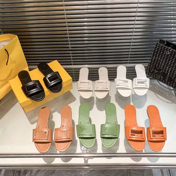 

sandal leather slipper new fashion slippers ladies sandals letter slide splicing summer 01, Black