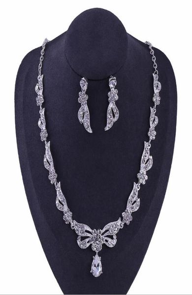 

fashion women rhinestone pendant statement necklace earrings sets jewelry set fashion jewelry bridal wedding dress jewelry sets2987172, Silver