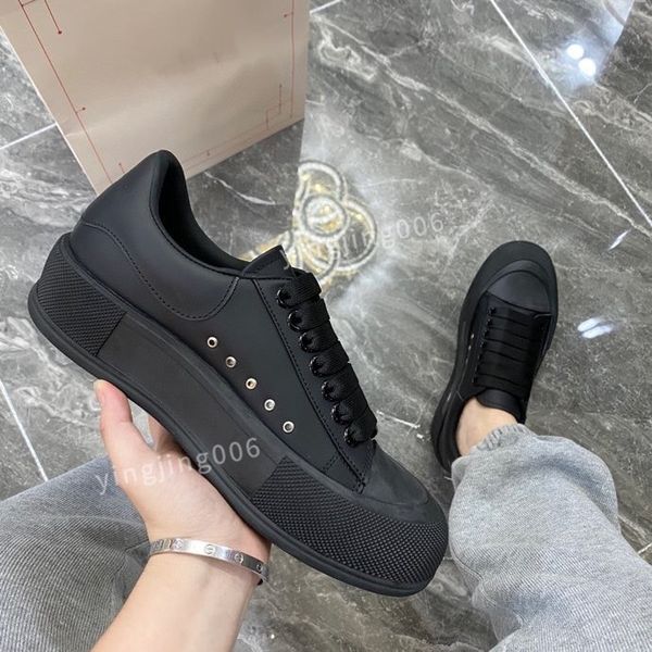 

2023new designer platform mens quality casual shoes leather lace-up sneaker lady flat running trainers letters gym sneaker, Black