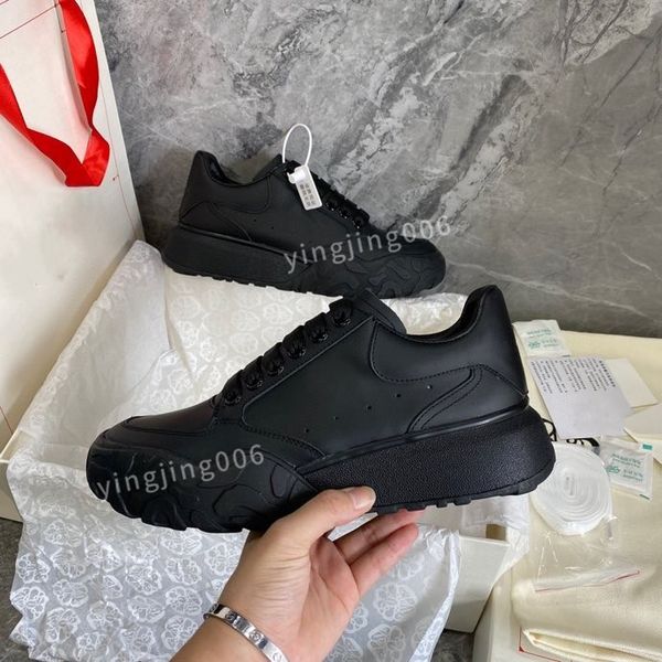 

designer platform men womens quality casual shoes leather lace-up sneaker lady flat running trainers letters gym sneaker, Black
