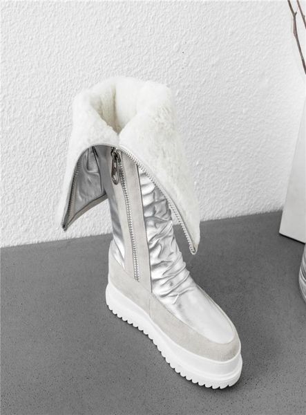

asumer 2020 genuine leather winter snow boots women thick fur warm round toe flat platform shoes women ankle boots4928242, Black