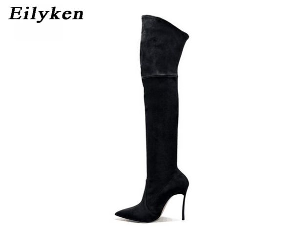 

eilyken 2022 winter women boots stretch fabric thigh high boots fashion over the knee boots high heels shoes woman sewing 2202148734898, Black