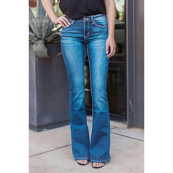 

jeans woman fashion slim high waist fitted denim trousers vintage flare jeans stretch jeans female classic jeggings pencil pants, Blue