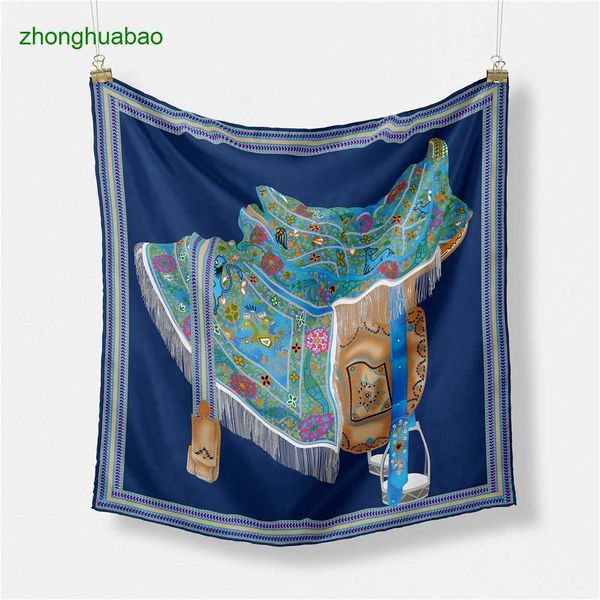 

hemres designer scarves desert tourism small square silk scarves french headscarves sun protection hair bands women's versatile belt ti, Blue;gray