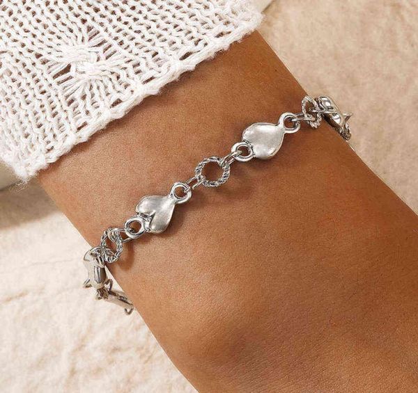 

docona romantic geometry bracelet for women bohemian love silver color alloy bangle female wedding jewelry accessories 203408068108, Black