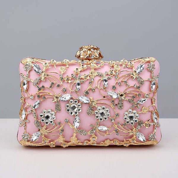 

fashion evening bags diamonds women hollow out style rhinestones flap design day clutch chain shoulder party handbags purse 230523bj