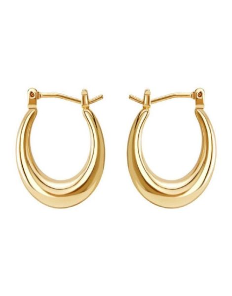 

gold plated chunky circle hoop earrings dainty minimalist thick round ed piercing earrings for women party jewelry6861245, Golden;silver