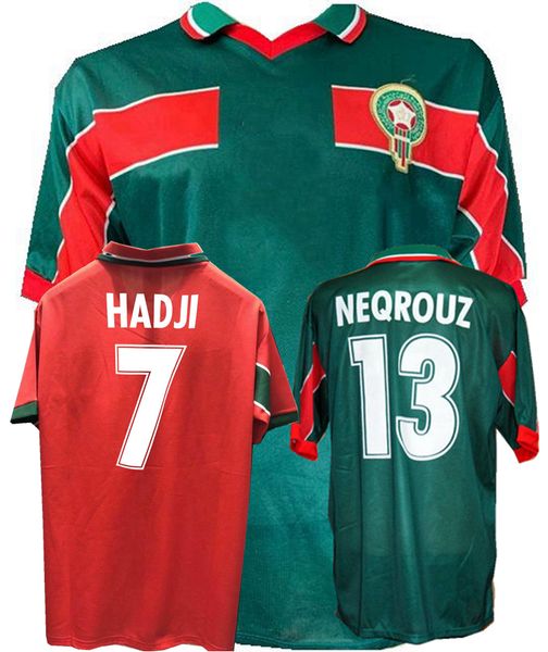 

1998 retro morocco soccer jersey hadji neqrouz bassir abrami azzouzi ouakili vintage classic football shirt, Black;yellow