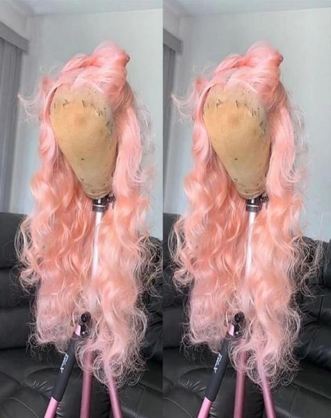 

closures pink blonde wavy synthetic hair lace front for white women transparent glueless 26inches long daily cosplay wear7560274, Black;brown
