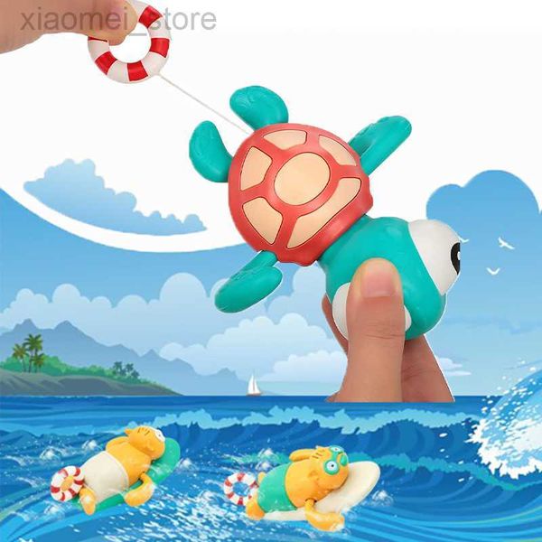 

bath toys pull rope baby bath toy pull go sea turtle cute surf swimming beaver windup clockwork bathtub no battery needed for child