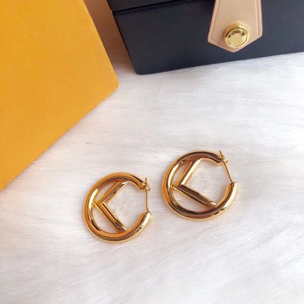 

earrings designer earrings for woman letter f charm jewelry luxury gold hoop simple earrings lady party wedding lovers gift, Golden;silver