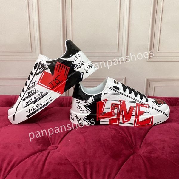 

new casual shoes brand men women designer leather lace-up sneakers fashion lady flat running letters shoes sneaker2023, Black