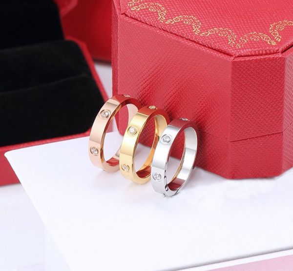 

6 Diamonds love screw designer ring mens rings for women classic luxury jewelry women Titanium steel Alloy Gold-Plated Gold Silver Rose