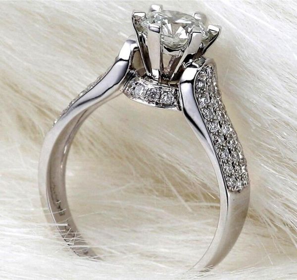 

big real solid silver ring 1 ct sona cz diamond wedding for women 100 925 sterling silver jewelry6488602, Golden;silver