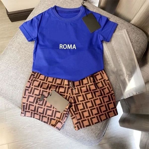 

designer baby kids clothing sets girls luxury dress boys sporty suits childrens classic brand clothes fashion clothing summer tshirt suit dh, White