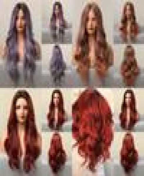 

hair easi long dark red synthetic brown to win ombre natural for women cosplay cosplaysalon heat resistant 2203013412393, Black;brown