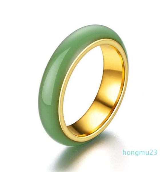 

new style stainless steel retro ring european and american style titanium steel men039s gold inlaid titanium ring mosaic jade r9341333, Silver