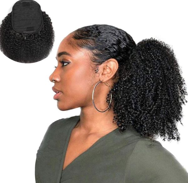 

ponytails 100 human hair afro kinky curly brazilian peruvian malaysian indian 100g per set hair extensions soft kinky curly clip5964027, Black
