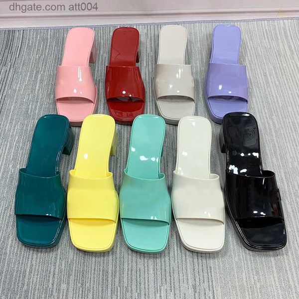 

new 2023 women sandals shoes high heels rubber slide red pink sandal platform slipper chunky 2.4 heel height shoes summer embossed flip flop, Black